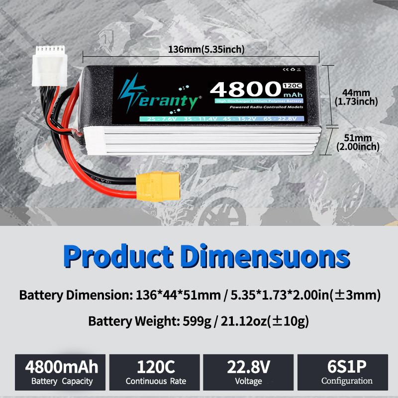 TERANTY 6S 4800mAh Lipo Batter - Drone Battery Connector ulasan dan harga